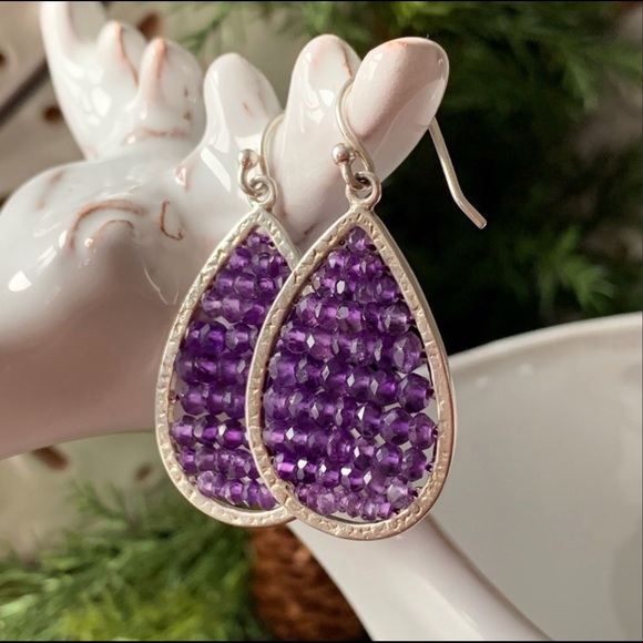 Silpada Amethyst Earrings 925SS - Picture 2 of 5